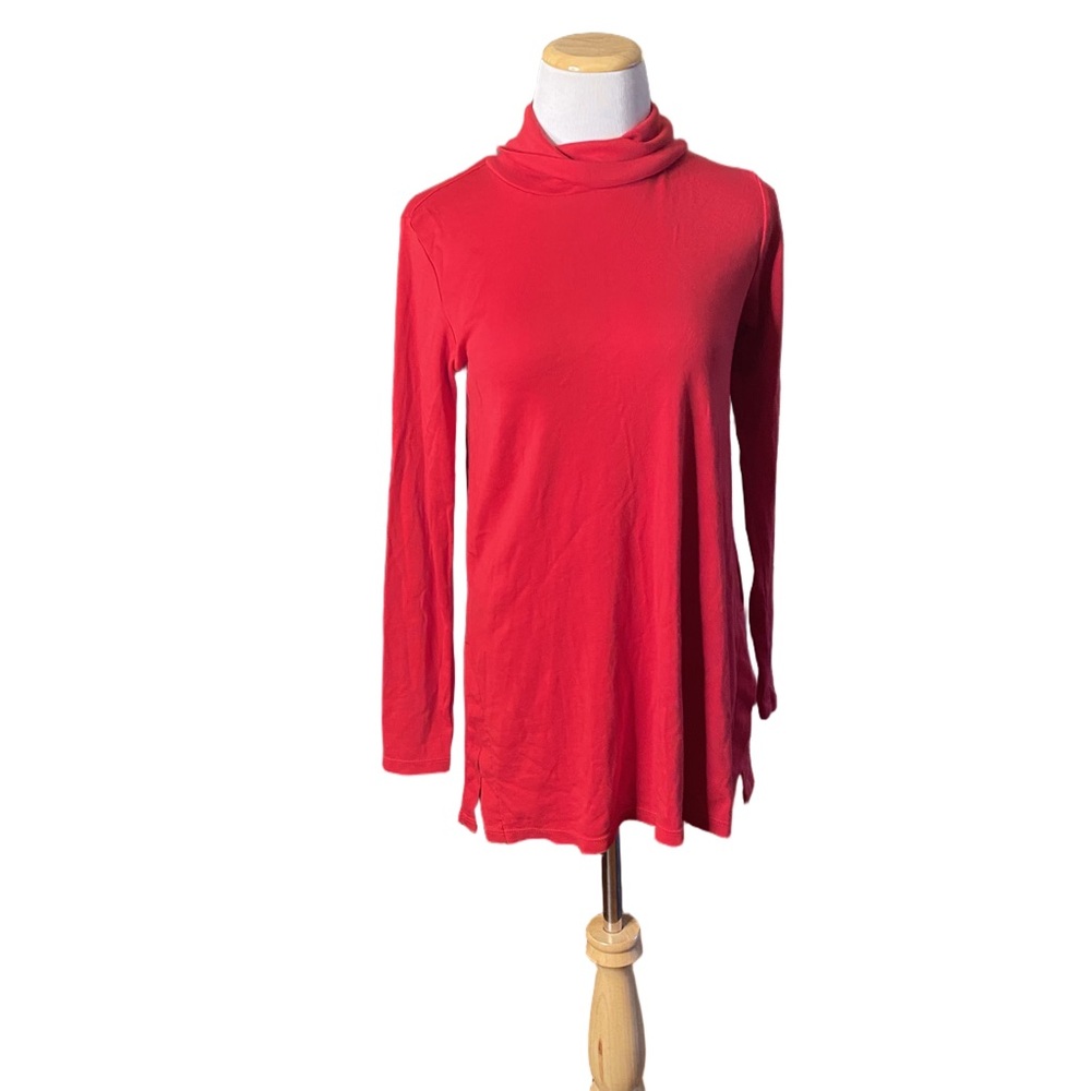 J.Jill red turtleneck side vent long sleeve- size s